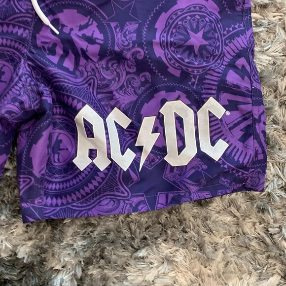 AC/DC Swim Trunks Mens LG Board Shorts Lined Mesh Drawstring Purple - Picture 2 of 6